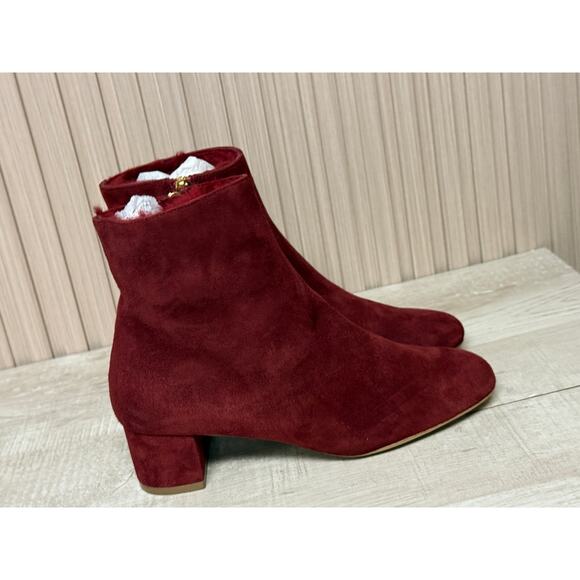 Mansur Gavriel Red Suede Heeled Ankle Boots Size 5 Women's Shoes - Picture 7 of 13